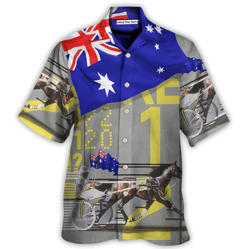 Australian Racing Horse Hawaiian Shirt Resort Outfit View For Warm Weather Events