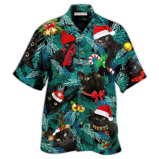Black Cat Jolly Hawaiian Shirt For Coastal Adventures And Warm Weather Wear