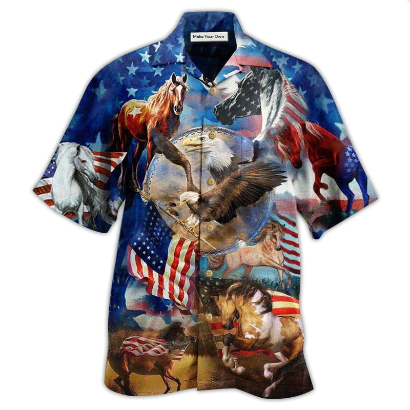 Patriotic Horse Hawaiian Shirt For Island Vacation Beach Days And Thoughtful Gifting