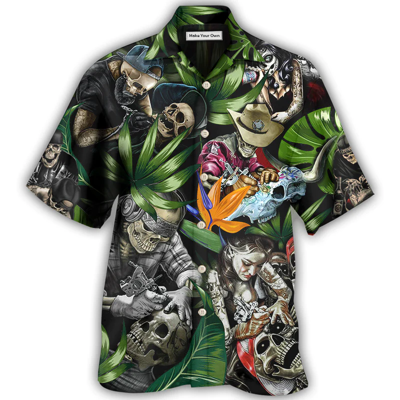 Skull Tattoo Girl Hawaiian Shirt For Resort Getaways And Comfortable Summer Activities