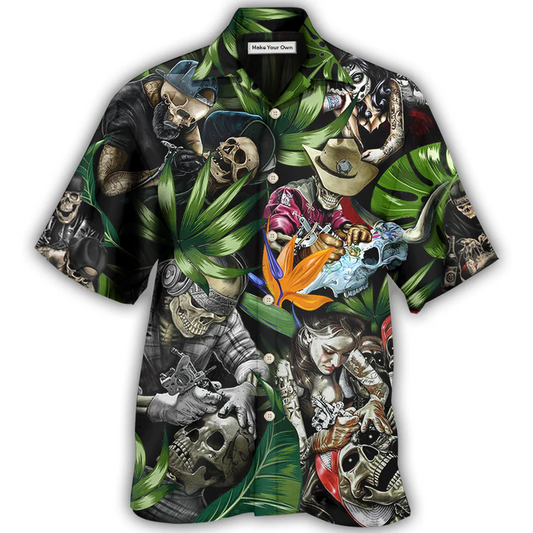 Skull Tattoo Girl Hawaiian Shirt For Resort Getaways And Comfortable Summer Activities