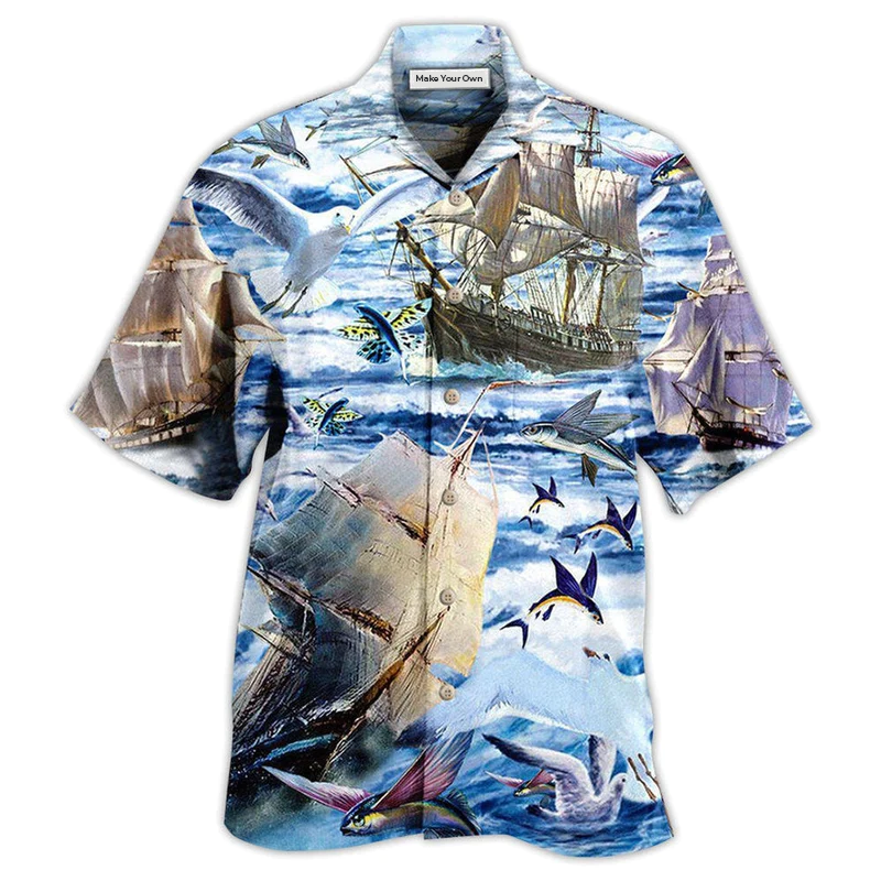 Sailing Far Flying Hawaiian Shirt Pattern View For Relaxed Warm Weather Outfits