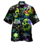 Green Skull Hawaiian Shirt For Resort Travel Summer Outings And Casual Gatherings