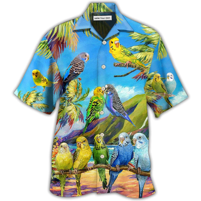 Parrot And Budgie Hawaiian Shirt For Resort Getaways Summer Adventures And Casual Gifting