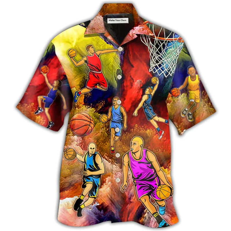 Colorful Basketball Hawaiian Shirt For Resort Getaways And Comfortable Summer Activities