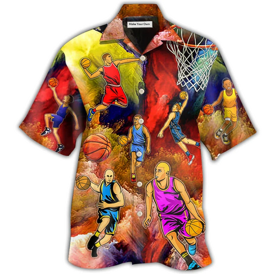 Colorful Basketball Hawaiian Shirt For Resort Getaways And Comfortable Summer Activities
