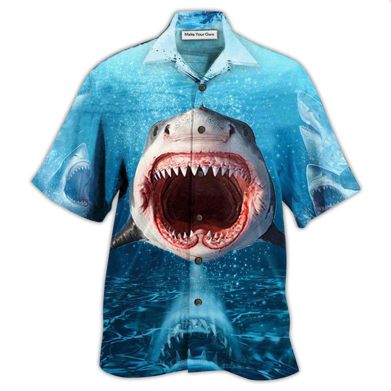 Shark Show Tooth Hawaiian Shirt Artwork View For Weekend Travel And Beach Style