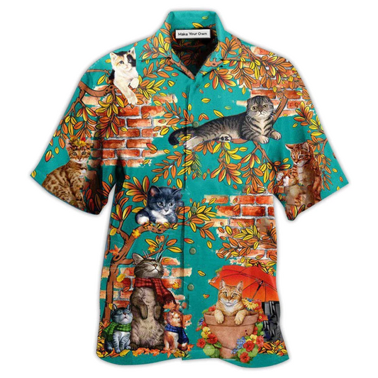 Cat Windy Day Hawaiian Shirt Design Detail For Beach Days And Holiday Travel