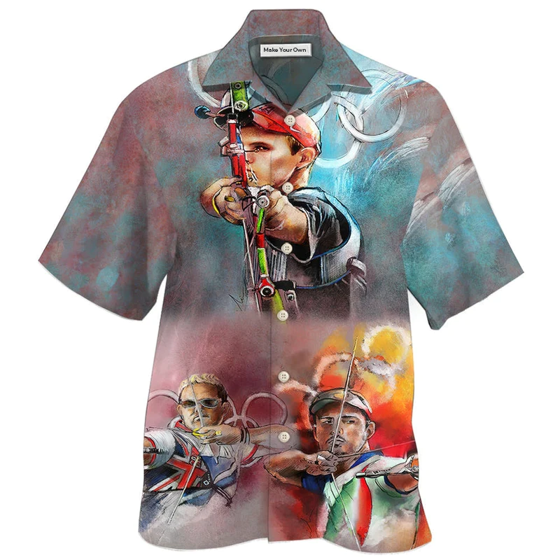 Cute Archery Hawaiian Shirt For Beach Parties Vacation Travel And Relaxed Casual Style