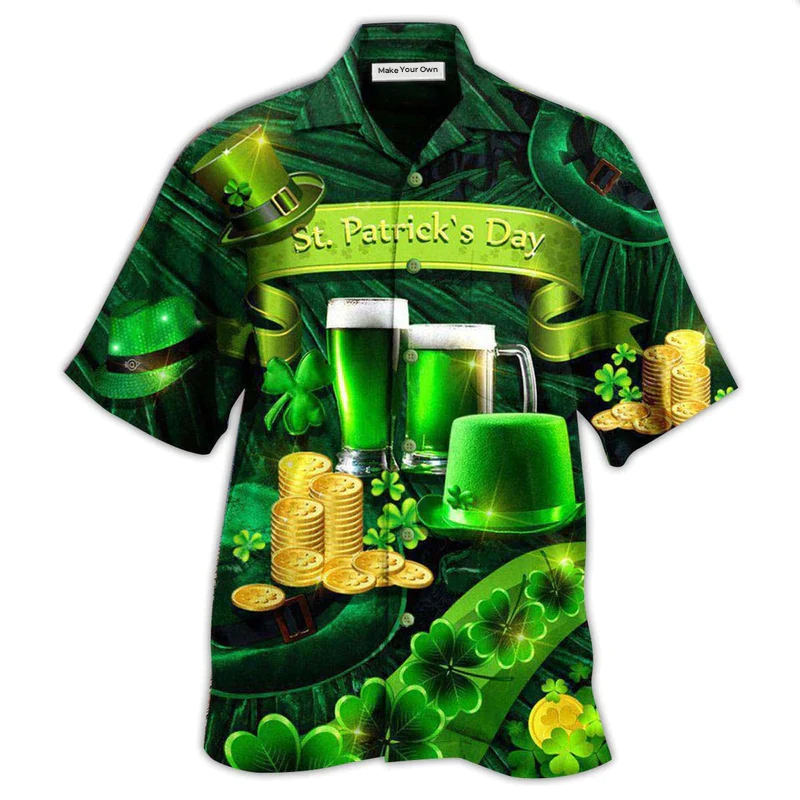 Happy Irish Saint Patrick's Day March Hawaiian Shirt For Vacation Days And Relaxed Coastal Outings