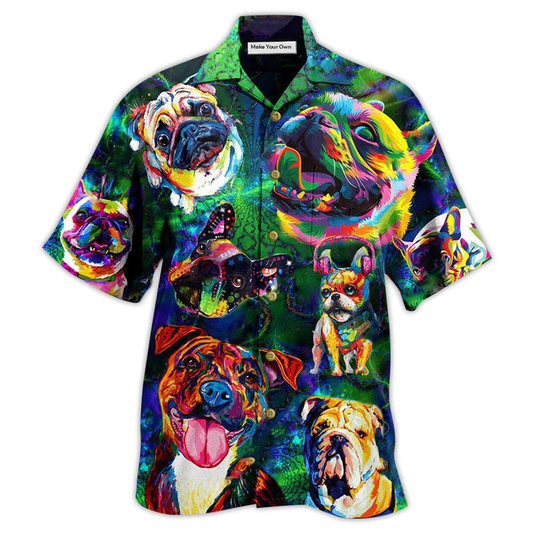 Colorful Dogs Peace Hawaiian Shirt For Beach Parties And Weekend Getaways
