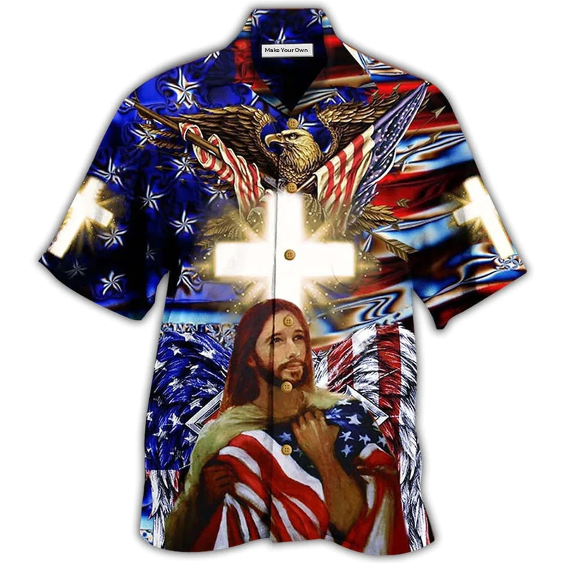 American Faith Bless Hawaiian Shirt For Summer Vacation And Beach Travel