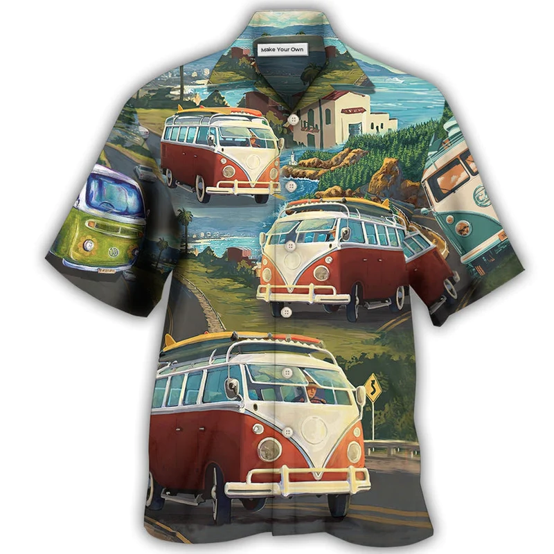 Hippie Peace And Tropical Beach Hawaiian Shirt For Vacation Parties Beach Outings And Relaxed Daily Wear