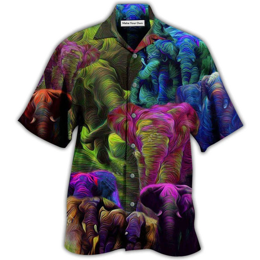 Colorful Elephant Hawaiian Shirt For Summer Events Coastal Travel And Comfortable Styling