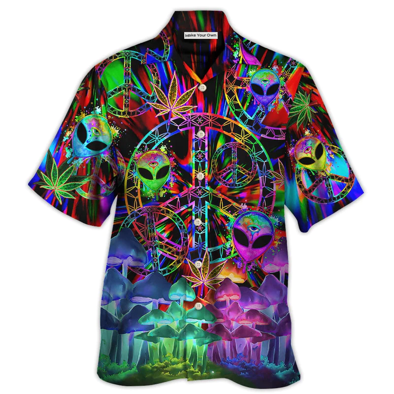 Bohemian Alien Peace Stunning Hawaiian Shirt For Summer Events And Casual Outdoor Wear