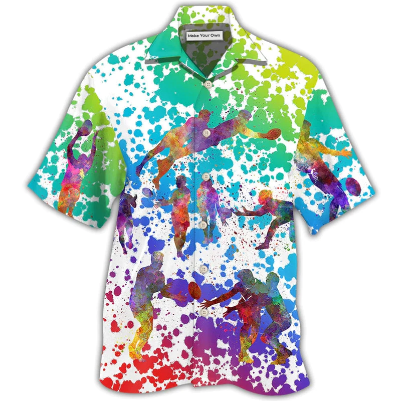 Colorful Artistic Rugby Hawaiian Shirt For Coastal Adventures Summer Events And Everyday Comfort