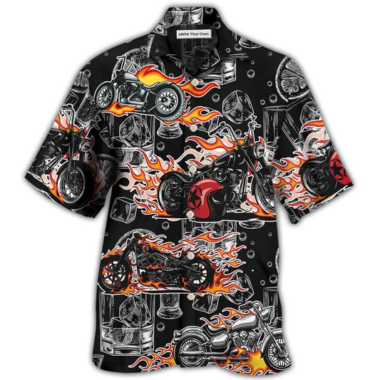 Motorcycle Motorcycles Whiskey Hawaiian Shirt Artwork View For Weekend Travel And Beach Style