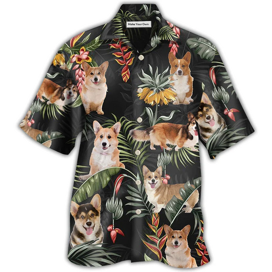 Tropical Corgi Dog Hawaiian Shirt For Summer Vacation And Beach Travel