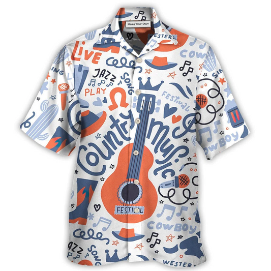 Guitar Country Music Festival Elements Hawaiian Shirt For Poolside Relaxation And Sunny Getaways