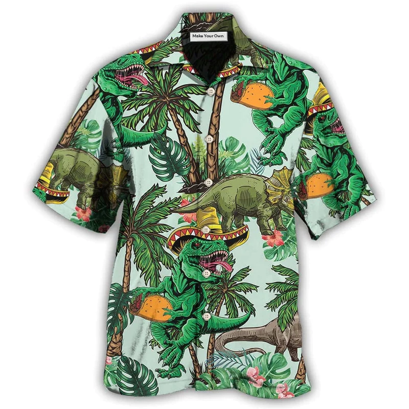 Funny Dinosaur Summer Hawaiian Shirt For Vacation Days And Relaxed Coastal Outings