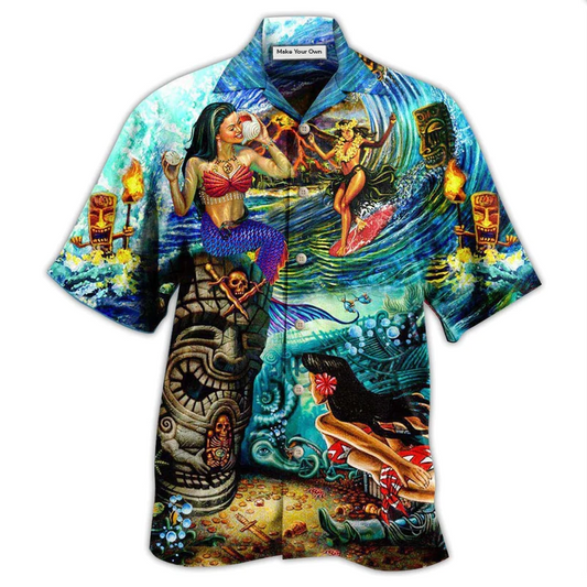 Beach Island Tiki Hawaiian Shirt For Resort Holidays Beach Travel And Relaxed Casual Fashion