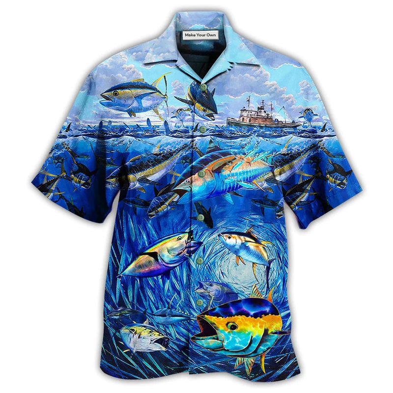 Fish Fishing Ocean Hawaiian Shirt For Summer Events And Casual Outdoor Wear