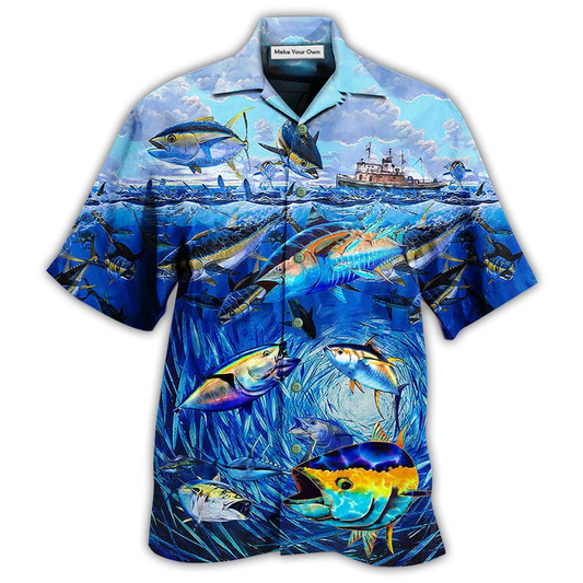 Fish Fishing Ocean Hawaiian Shirt For Summer Events And Casual Outdoor Wear