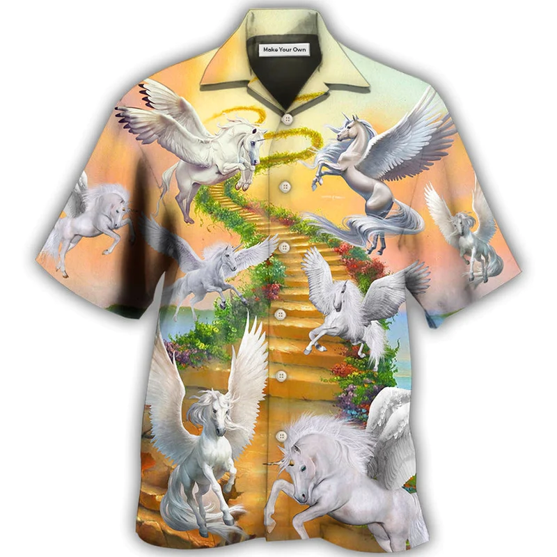 Dreamy Horse Paradise Hawaiian Shirt Design Detail For Beach Days And Holiday Travel