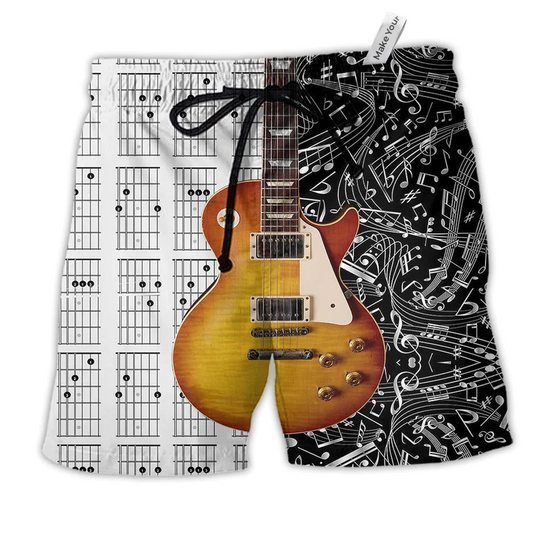 Guitar Les Paul Guitar Musician Classic Hawaiian Beach Shorts For Beach Days And Casual Style