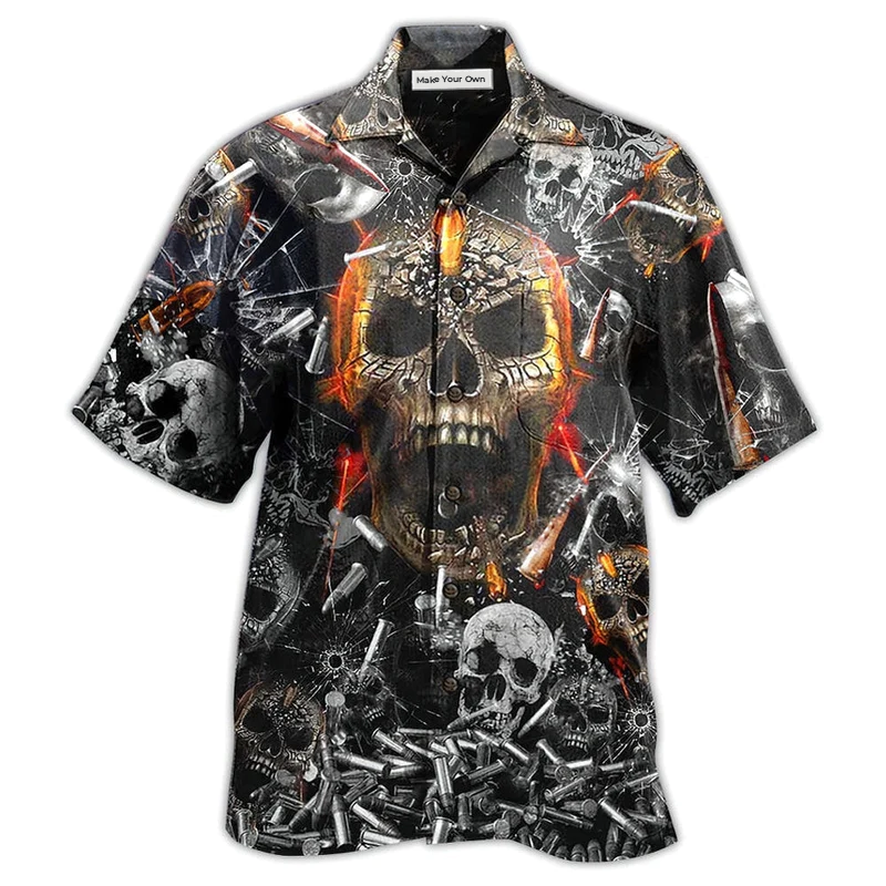 Skull Hawaiian Shirt For Resort Holidays Beach Travel And Relaxed Casual