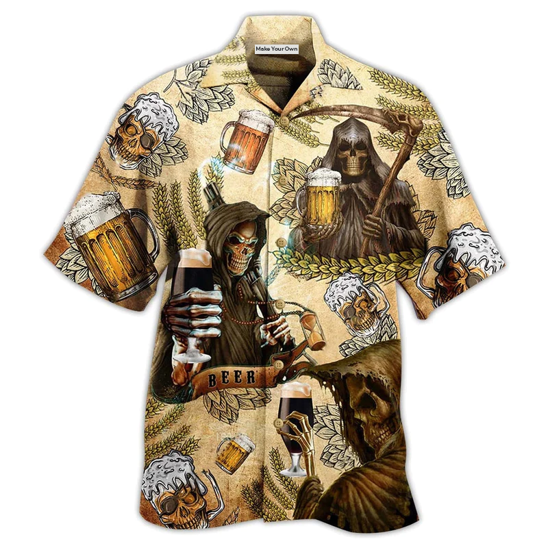 Happy Skull Beer Day Hawaiian Shirt For Summer Events And Casual Outdoor Wear