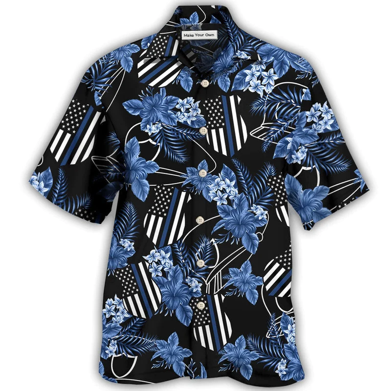 Tropical Floral Police Officer Hawaiian Shirt For Coastal Vacations Warm Weather Events And Daily Style