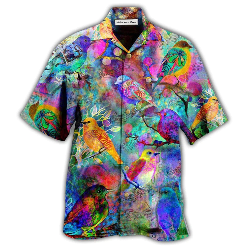 Colorful Robin Bird Hawaiian Shirt For Tropical Escapes Resort Wear And Outdoor Celebrations