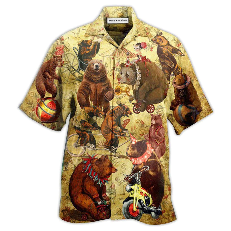 Circus Bears Amazing Hawaiian Shirt Design Detail For Beach Days And Holiday Travel