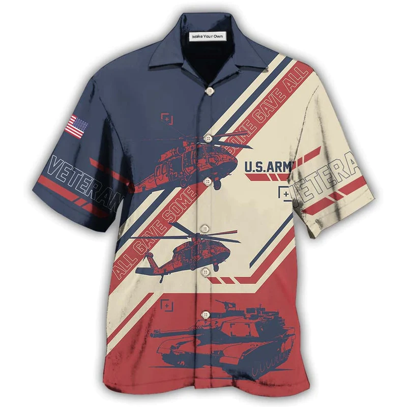 Helicopter Veteran US Army Gave Hawaiian Shirt For Summer Events And Casual Outdoor Wear