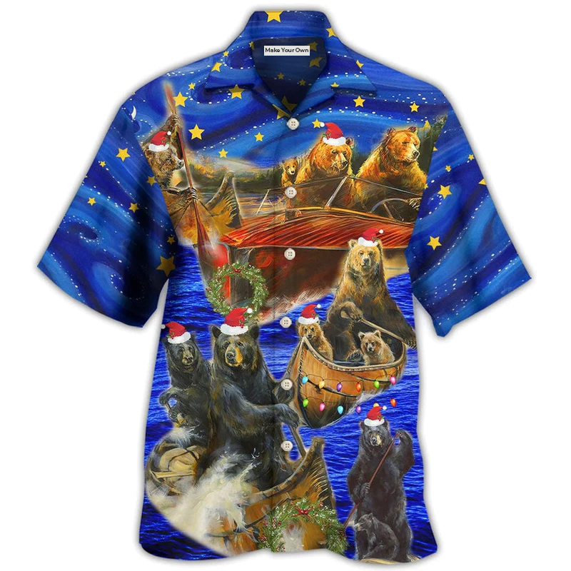 Christmas Bear Hawaiian Shirt For Warm Weather Adventures Parties And Daily Comfort