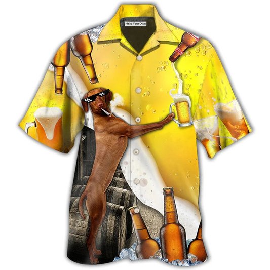 Beer Dachshund Hawaiian Shirt Pattern View For Relaxed Warm Weather Outfits