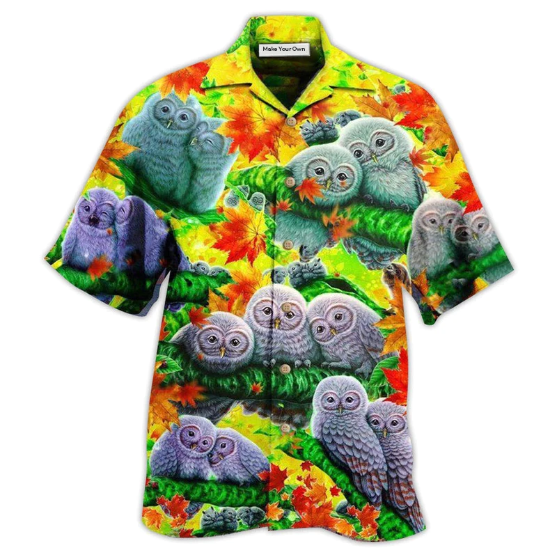 Happy Owl Family Hawaiian Shirt For Beach Parties And Weekend Getaways