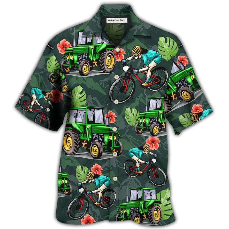 Tractor Tractors Mountain Bicycle Hawaiian Shirt For Warm Weather Adventures And Everyday Comfort