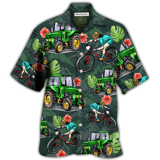Tractor Tractors Mountain Bicycle Hawaiian Shirt For Warm Weather Adventures And Everyday Comfort