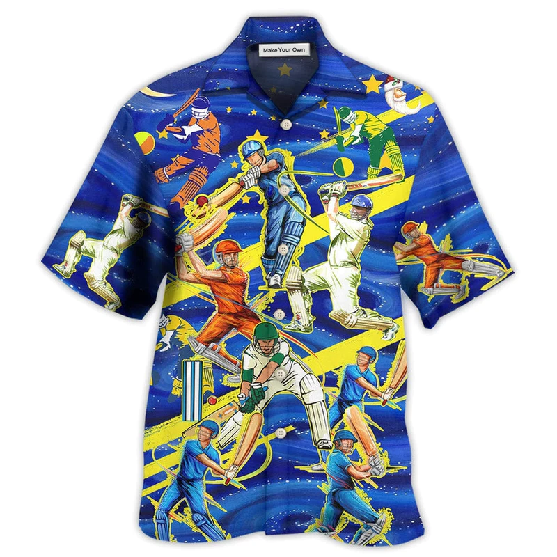 Cricket Play Hawaiian Shirt Artwork Detail For Resort Trips And Outdoor Activities