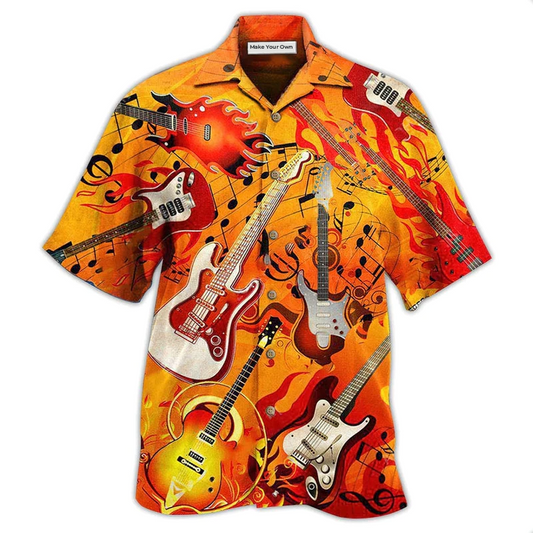 Guitar Hawaiian Shirt For Coastal Vacations Warm Weather Events And Daily Style