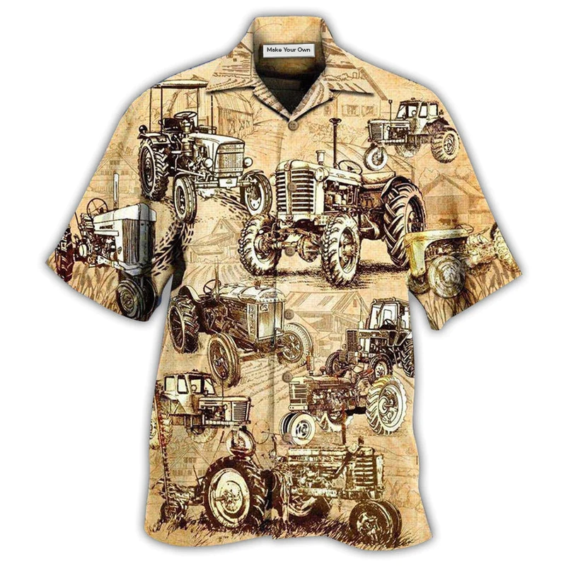 Farm Tractor Hawaiian Shirt For Tropical Getaways Outdoor Fun And Everyday Wear