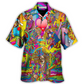 Hippie Music Guitar Musician Hawaiian Shirt Collar And Front View For Vacation Style
