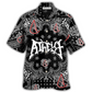Black White Atheist Paisley Hawaiian Shirt For Resort Getaways And Comfortable Summer Activities