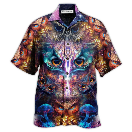 Mystical Owl Awesome Eyes Hawaiian Shirt For Summer Vacation And Beach Travel