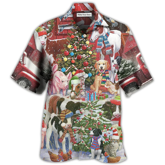 Christmas Farm Life And Wildlife Hawaiian Shirt For Resort Getaways Summer Adventures And Casual Gifting