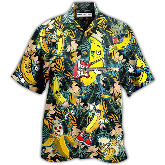 Happy Fruit Banana Hawaiian Shirt Design Detail For Sunny Adventures And Casual Wear