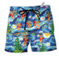 Christmas Dancing Reindeers Happy Hawaiian Print Beach Shorts For Christmas Getaways