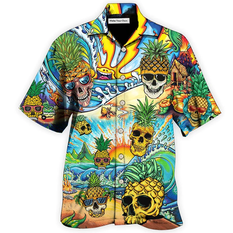 Fruit Pineapple Summer Hawaiian Shirt Artwork Detail For Tropical Trips And Casual Outings